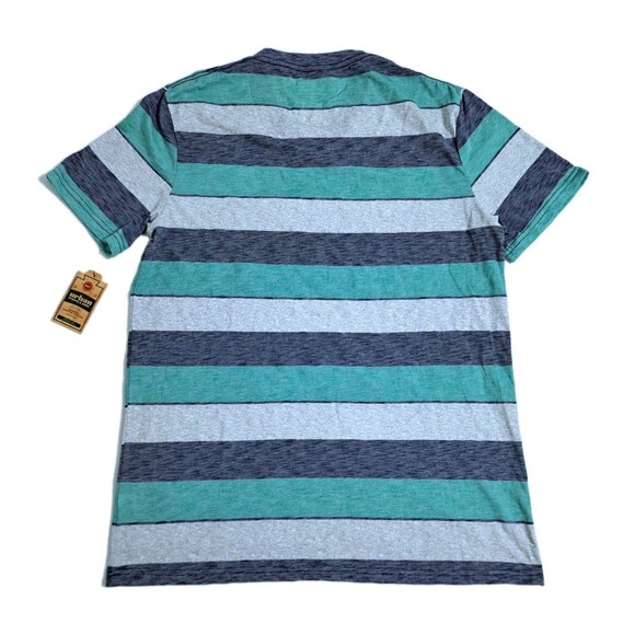 Urban Pipeline Tee Shirt Men's Medium Striped Blue Green Gray Vneck - Picture 5 of 7